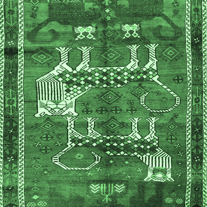 Machine Washable Animal Emerald Green Traditional Area Rugs, wshtr629emgrn