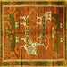 Square Animal Yellow Traditional Rug, tr629yw