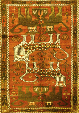 Animal Yellow Traditional Rug, tr629yw