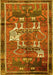 Animal Yellow Traditional Rug, tr629yw