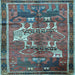 Square Animal Light Blue Traditional Rug, tr629lblu