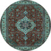 Round Medallion Light Blue Traditional Rug, tr62lblu