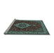 Sideview of Machine Washable Medallion Light Blue Traditional Rug, wshtr62lblu