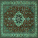 Square Medallion Turquoise Traditional Rug, tr62turq