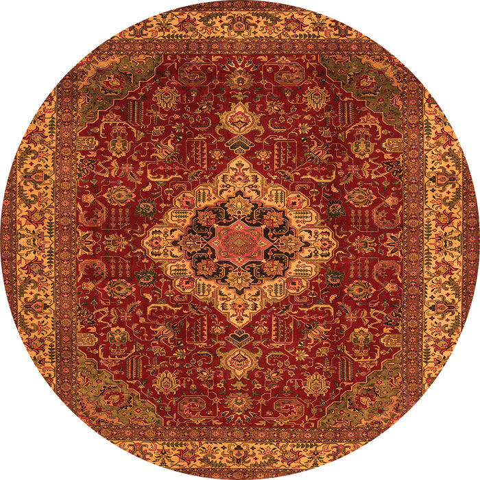 Machine Washable Medallion Orange Traditional Area Rugs, wshtr62org
