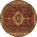 Round Medallion Brown Traditional Rug, tr62brn