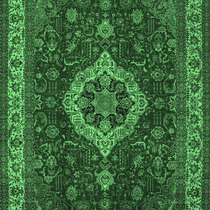 Machine Washable Medallion Emerald Green Traditional Area Rugs, wshtr62emgrn