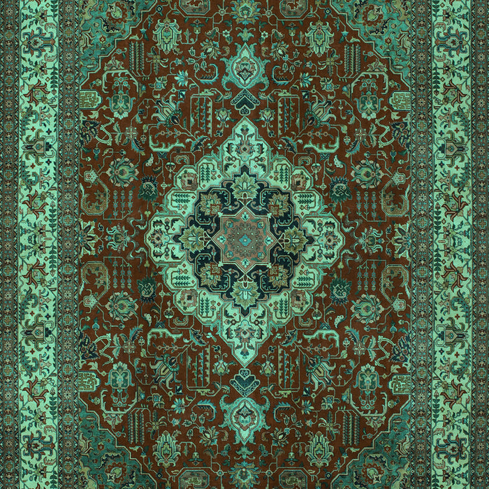 Machine Washable Medallion Turquoise Traditional Area Rugs, wshtr62turq