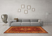 Machine Washable Medallion Orange Traditional Area Rugs in a Living Room, wshtr62org