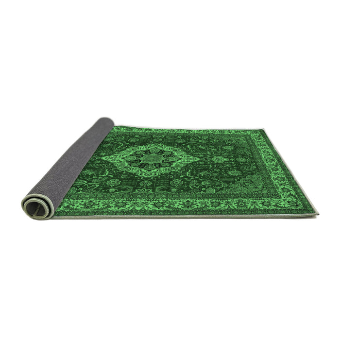 Sideview of Medallion Emerald Green Traditional Rug, tr62emgrn