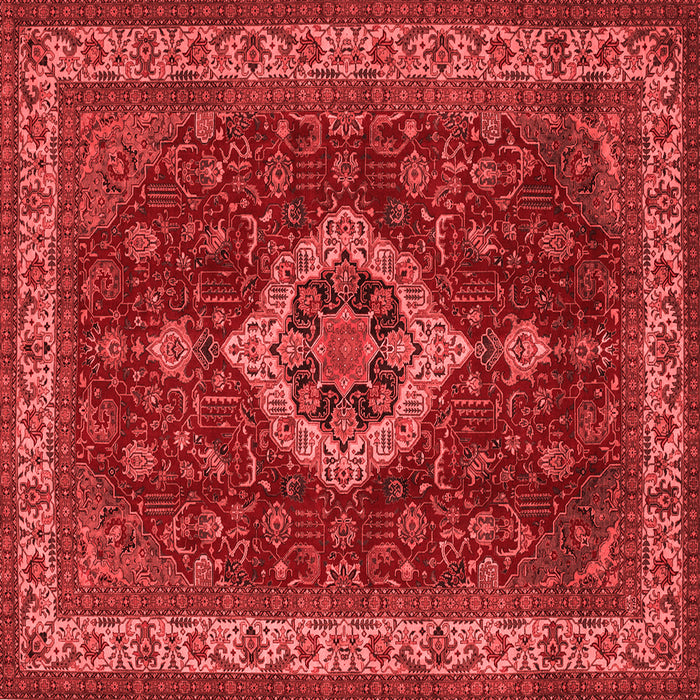 Machine Washable Medallion Red Traditional Rug, wshtr62red