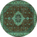 Round Medallion Turquoise Traditional Rug, tr62turq