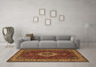 Machine Washable Medallion Brown Traditional Rug in a Living Room,, wshtr62brn