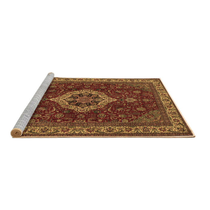 Sideview of Machine Washable Medallion Brown Traditional Rug, wshtr62brn