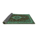 Sideview of Medallion Turquoise Traditional Rug, tr62turq