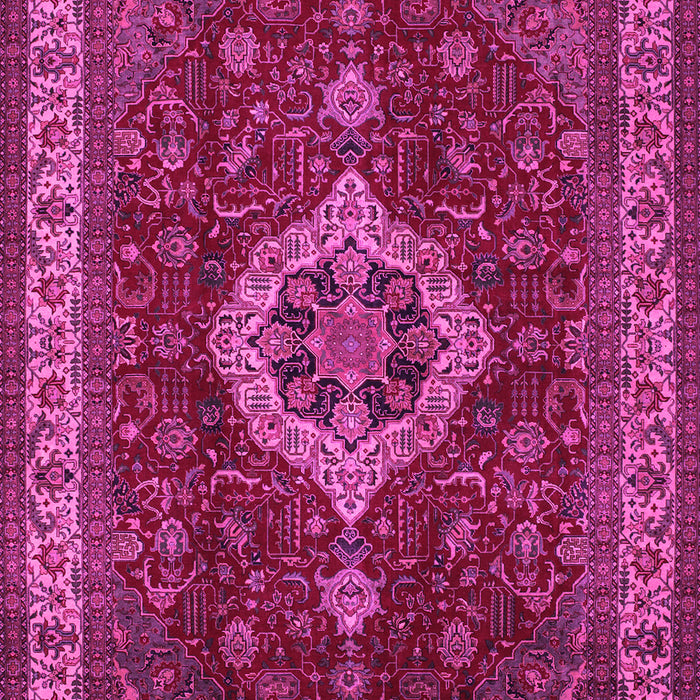Machine Washable Medallion Pink Traditional Rug, wshtr62pnk