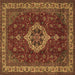 Square Machine Washable Medallion Brown Traditional Rug, wshtr62brn