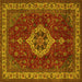 Square Machine Washable Medallion Yellow Traditional Rug, wshtr62yw