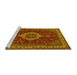 Sideview of Machine Washable Medallion Yellow Traditional Rug, wshtr62yw