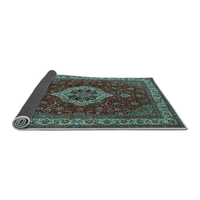 Sideview of Medallion Light Blue Traditional Rug, tr62lblu