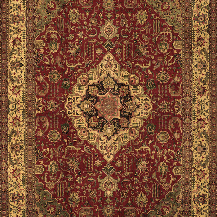 Machine Washable Medallion Brown Traditional Rug, wshtr62brn