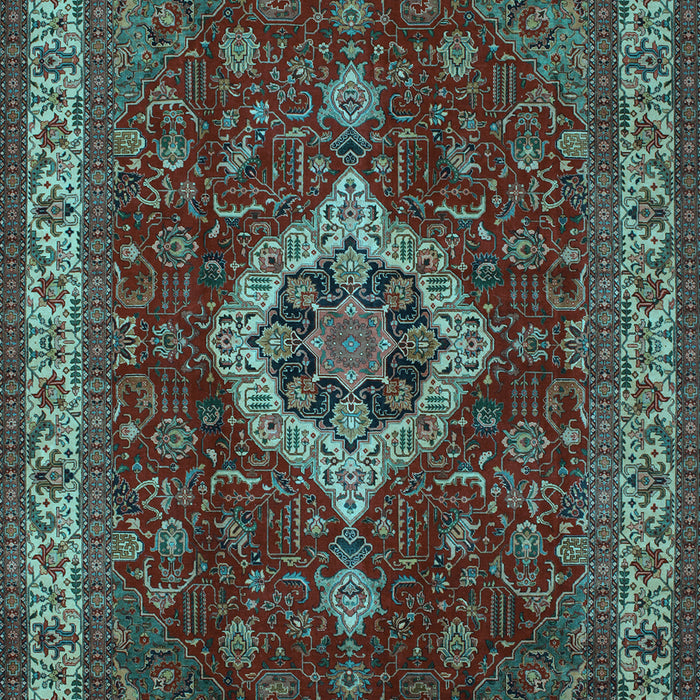 Machine Washable Medallion Light Blue Traditional Rug, wshtr62lblu