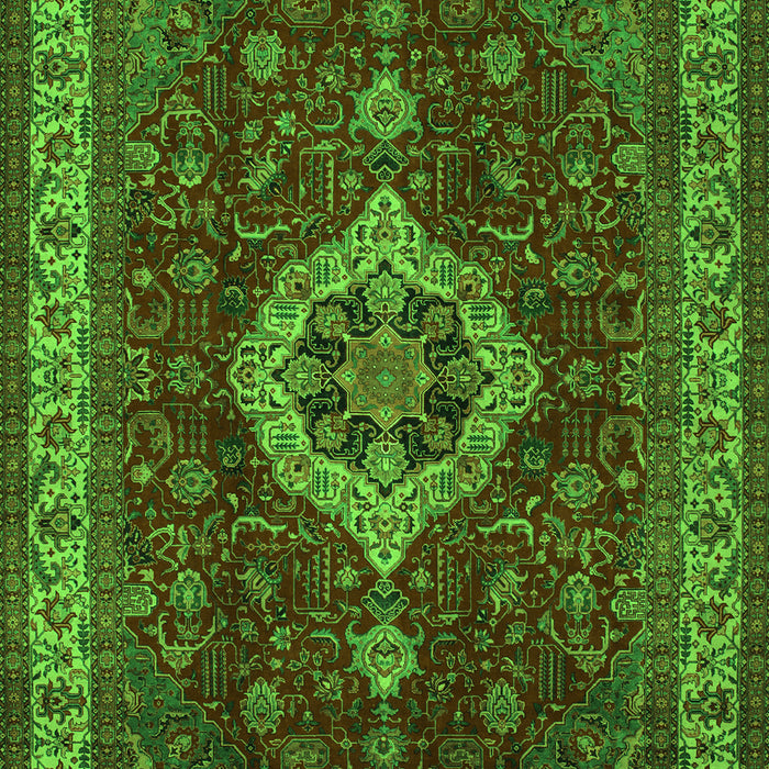 Serging Thickness of Machine Washable Medallion Green Traditional Area Rugs, wshtr62grn