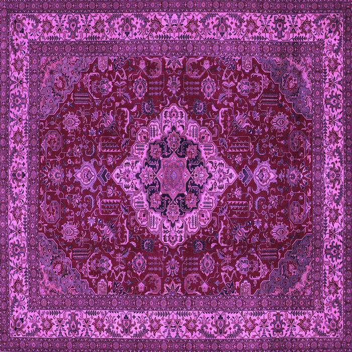 Square Machine Washable Medallion Purple Traditional Area Rugs, wshtr62pur