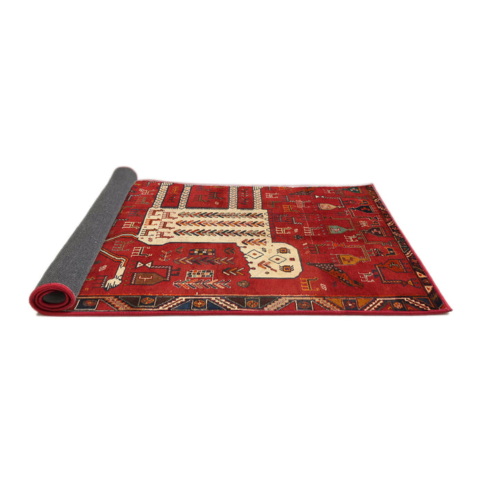 Sideview of Traditional Red Animal Rug, tr630