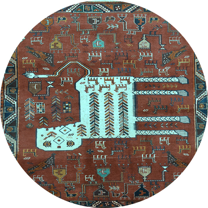 Round Animal Light Blue Traditional Rug, tr630lblu