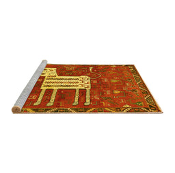 Sideview of Machine Washable Animal Yellow Traditional Rug, wshtr630yw