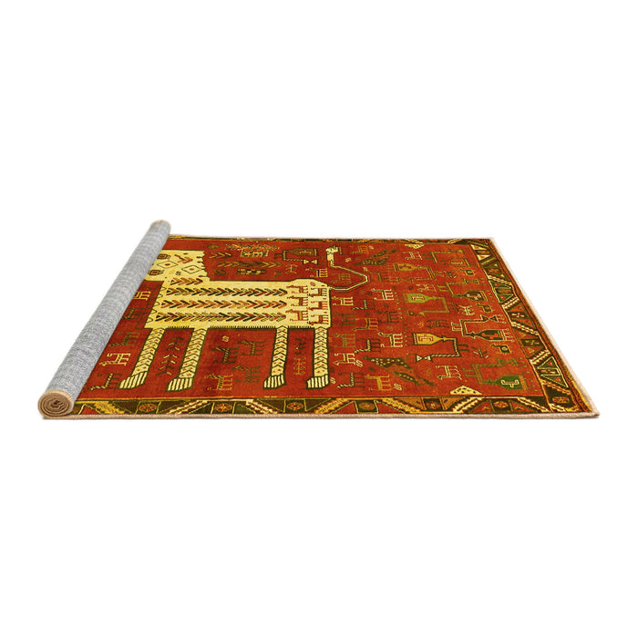 Sideview of Machine Washable Animal Yellow Traditional Rug, wshtr630yw