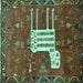 Square Animal Turquoise Traditional Rug, tr630turq