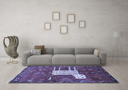 Machine Washable Animal Blue Traditional Rug in a Living Room, wshtr630blu