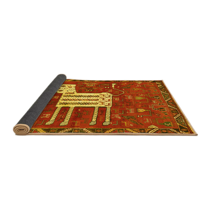 Sideview of Animal Yellow Traditional Rug, tr630yw