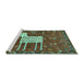 Sideview of Machine Washable Animal Turquoise Traditional Area Rugs, wshtr630turq