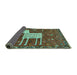 Sideview of Animal Turquoise Traditional Rug, tr630turq