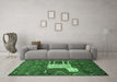 Machine Washable Animal Emerald Green Traditional Area Rugs in a Living Room,, wshtr630emgrn