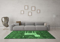 Machine Washable Animal Emerald Green Traditional Rug, wshtr630emgrn