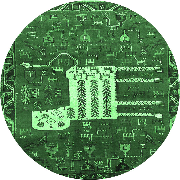 Round Animal Emerald Green Traditional Rug, tr630emgrn