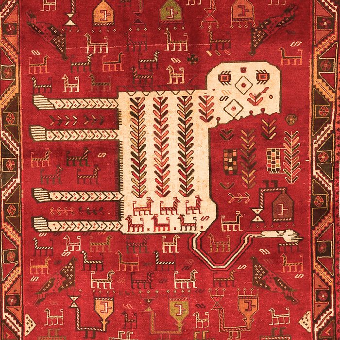 Serging Thickness of Machine Washable Animal Orange Traditional Area Rugs, wshtr630org