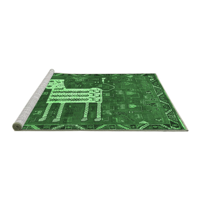 Sideview of Machine Washable Animal Emerald Green Traditional Area Rugs, wshtr630emgrn