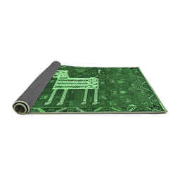 Sideview of Animal Emerald Green Traditional Rug, tr630emgrn