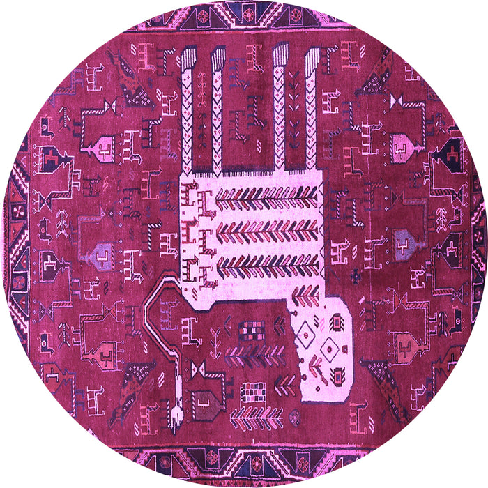 Round Machine Washable Animal Purple Traditional Area Rugs, wshtr630pur