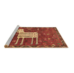 Sideview of Machine Washable Animal Brown Traditional Rug, wshtr630brn