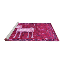 Sideview of Machine Washable Animal Pink Traditional Rug, wshtr630pnk
