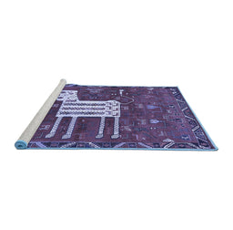 Sideview of Machine Washable Animal Blue Traditional Rug, wshtr630blu
