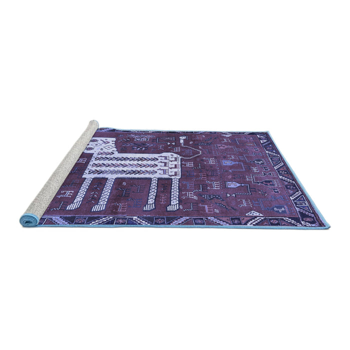 Sideview of Machine Washable Animal Blue Traditional Rug, wshtr630blu