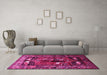 Machine Washable Animal Pink Traditional Rug in a Living Room, wshtr631pnk