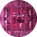 Round Machine Washable Animal Pink Traditional Rug, wshtr631pnk